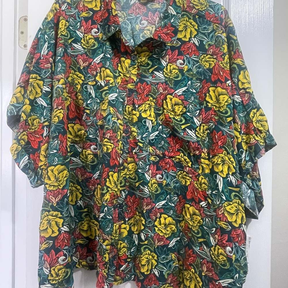 LuLaRoe Amy Floral Shirt with Red, Yellow, and Green - NWT